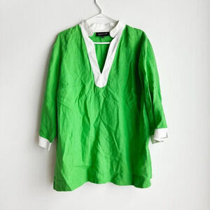 JOnes New York Signature Linen Bright Green  Tunic Top 1X